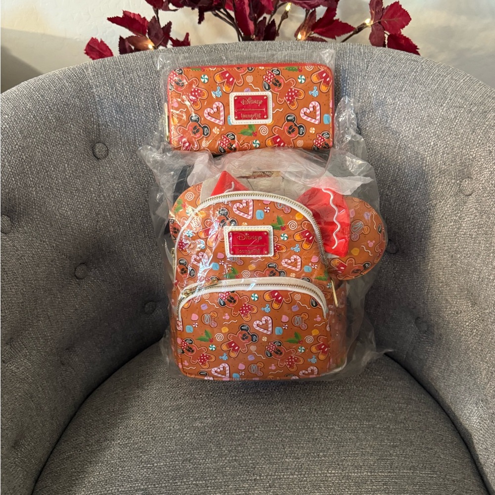 Disney gingerbread Backpack with Wallet and matching Ears.
